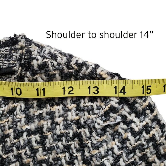 Boucle Tweed Jacket Clueless Chic Preppy Posh Academia Frayed Trim Cropped XS - Picture 14 of 16